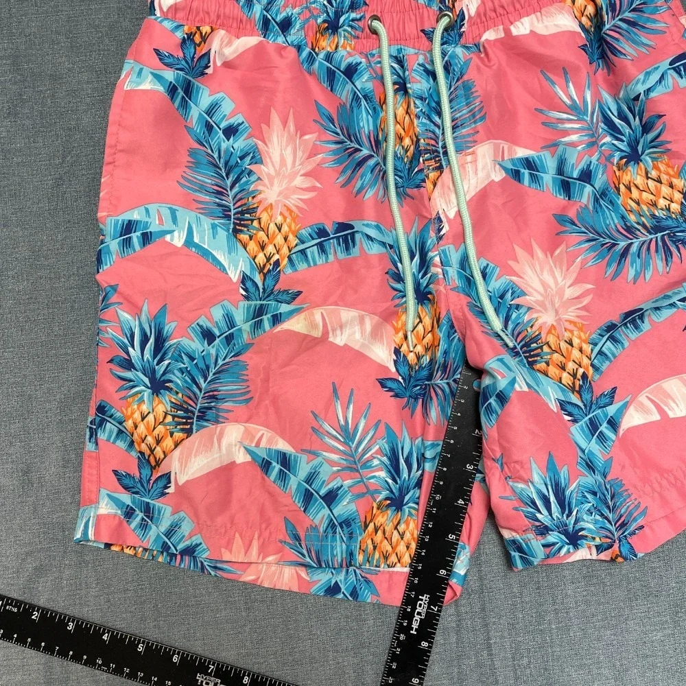 Club Room Board Shorts Mens Small Coral Pink Pineapple Palm Leaf Swimwear Beach